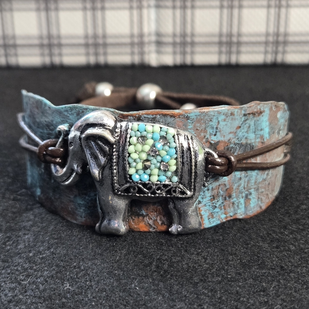 Elephant Bracelet with Turquoise Accents